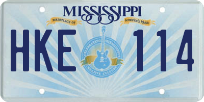 MS license plate HKE114