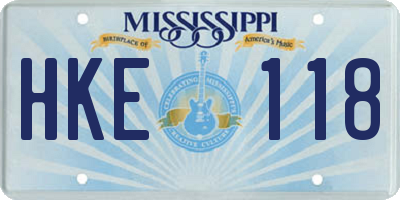 MS license plate HKE118