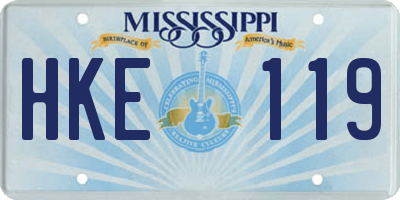 MS license plate HKE119