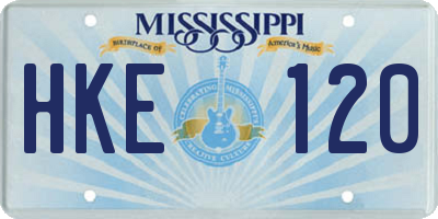 MS license plate HKE120