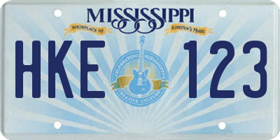 MS license plate HKE123