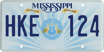 MS license plate HKE124