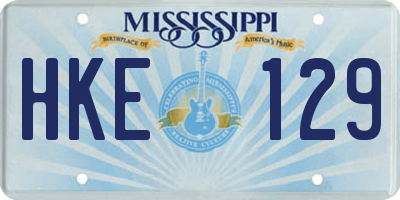 MS license plate HKE129