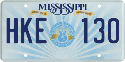 MS license plate HKE130