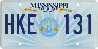 MS license plate HKE131