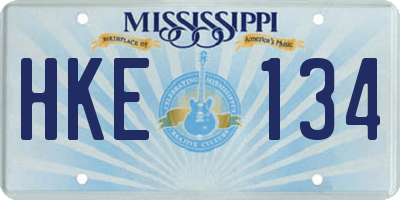 MS license plate HKE134