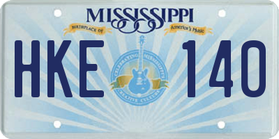 MS license plate HKE140