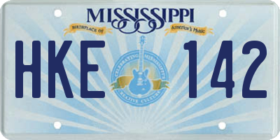 MS license plate HKE142