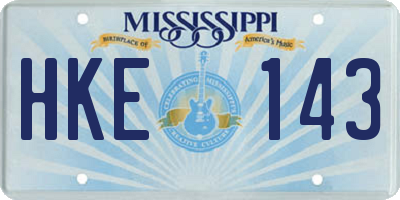 MS license plate HKE143