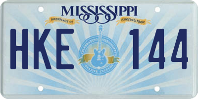 MS license plate HKE144