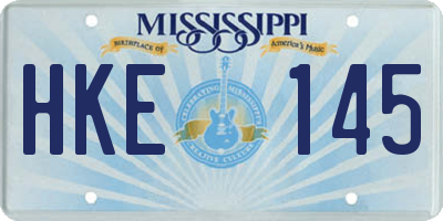 MS license plate HKE145