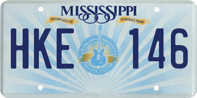 MS license plate HKE146