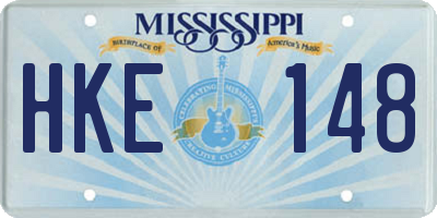 MS license plate HKE148