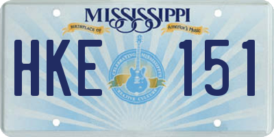 MS license plate HKE151
