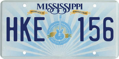 MS license plate HKE156