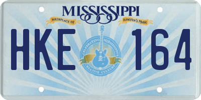 MS license plate HKE164