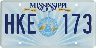 MS license plate HKE173