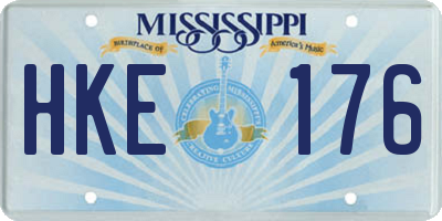 MS license plate HKE176