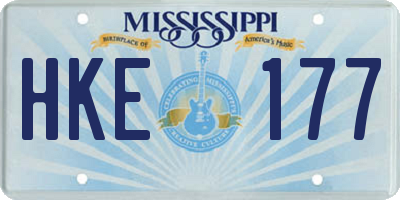 MS license plate HKE177
