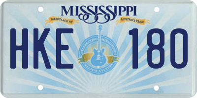 MS license plate HKE180