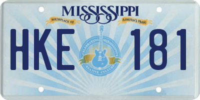 MS license plate HKE181