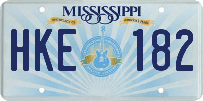 MS license plate HKE182