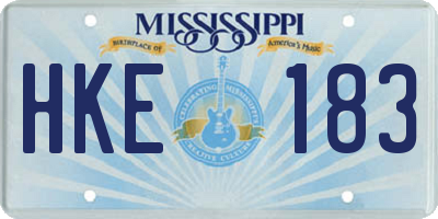 MS license plate HKE183