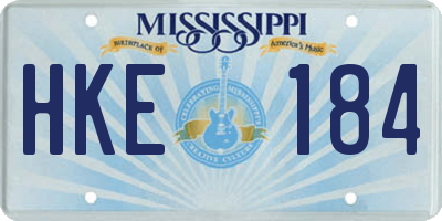 MS license plate HKE184
