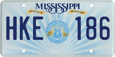 MS license plate HKE186