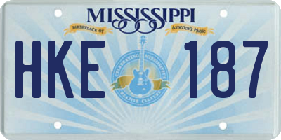 MS license plate HKE187