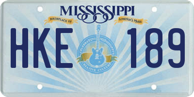 MS license plate HKE189
