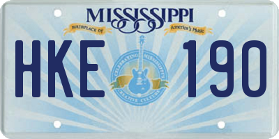MS license plate HKE190