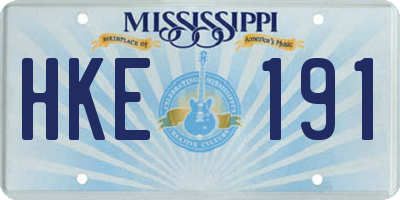 MS license plate HKE191
