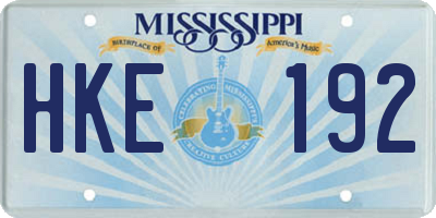 MS license plate HKE192