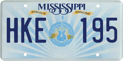 MS license plate HKE195