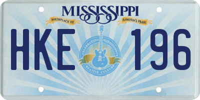 MS license plate HKE196