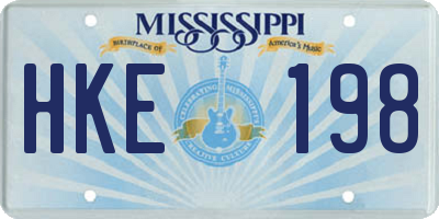 MS license plate HKE198