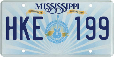 MS license plate HKE199