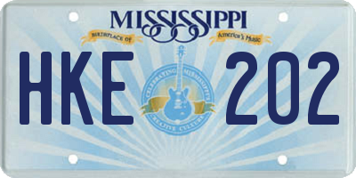 MS license plate HKE202