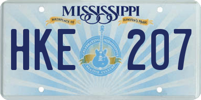 MS license plate HKE207