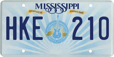 MS license plate HKE210
