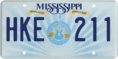 MS license plate HKE211
