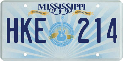 MS license plate HKE214