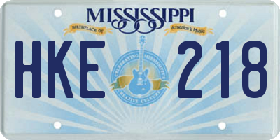 MS license plate HKE218