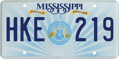 MS license plate HKE219