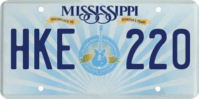 MS license plate HKE220