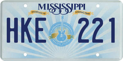 MS license plate HKE221