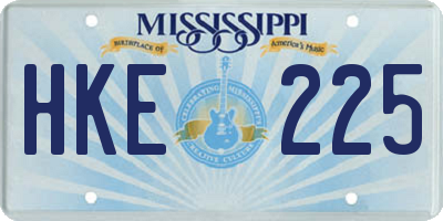 MS license plate HKE225