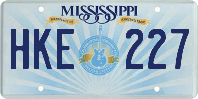 MS license plate HKE227