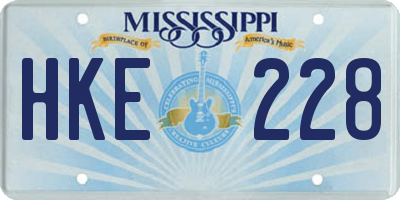 MS license plate HKE228